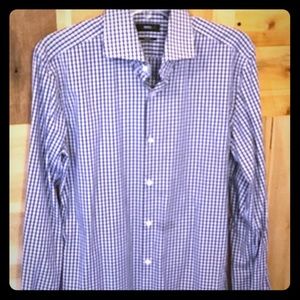 HUGO BOSS SLIM FIT BLUE PLD BUTTON DOWN sz. 15 3/4